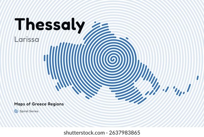 Spiral Line Pattern Map of Thessaly with Larissa as the Capital