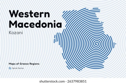 Spiral Line Pattern Map of Western Macedonia with Kozani as the Capital 