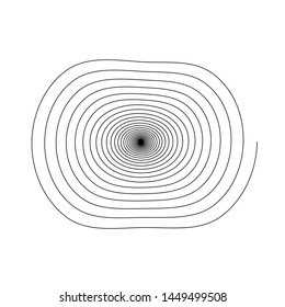 Spiral line in random shape geometric design element black monochrome isolated on white circle  vector graphic template background