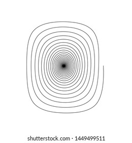 Spiral line in random shape geometric design element black monochrome isolated on white circle  vector graphic template background