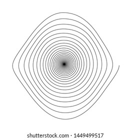 Spiral line in random shape geometric design element black monochrome isolated on white circle  vector graphic template background