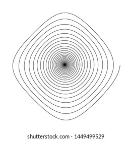 Spiral line in random shape geometric design element black monochrome isolated on white circle  vector graphic template background