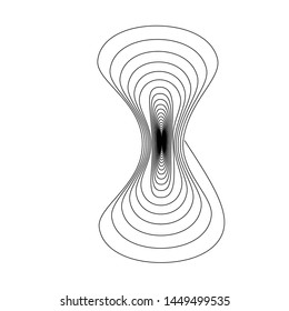 Spiral line in random shape geometric design element black monochrome isolated on white circle  vector graphic template background