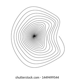 Spiral line in random shape geometric design element black monochrome isolated on white circle  vector graphic template background