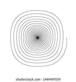 Spiral line in random shape geometric design element black monochrome isolated on white circle  vector graphic template background