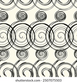 Spiral line seamless pattern, print screen texture, curved lines monochrome texture, seamless geometric minimalist background
