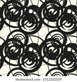 Spiral line seamless pattern, print screen texture, curved lines monochrome texture, seamless geometric minimalist background