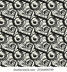 Spiral line seamless pattern, print screen texture, curved lines monochrome texture, seamless geometric minimalist background