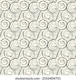 Spiral line seamless pattern, print screen texture, curved lines monochrome texture, seamless geometric minimalist background