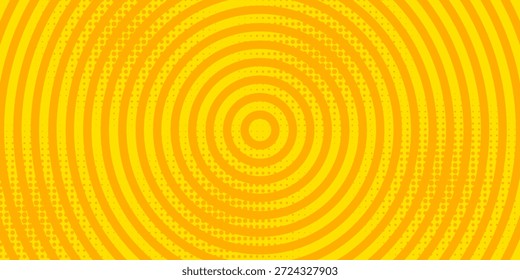 Ilustración vectorial abstracta de patrón de semitono amarillo de línea espiral.