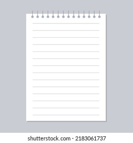 Spiral lined notebook isolated on a gray background. Vector illustration.