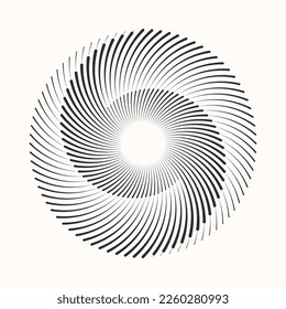 Espiral con líneas en círculo como símbolo interminable. Resumen de fondo de línea de arte geométrico, logotipo, icono o tatuaje. Símbolo de Yin y Yang.