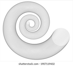 Spiral lines in circle form of 3d spring vector illustration, design element, abstract helix geometric shape