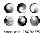 Spiral lines in circular form, abstract geometric shape, technology-inspired vector logo, and striped vortex design element. vortex vector illustration.