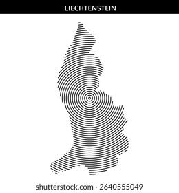 Spiral lines create an artistic outline of Liechtenstein's form.