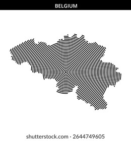 Spirallinien erstellen eine detaillierte Karte der Grenzen und Form Belgiens.