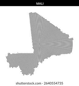 Spiral lines create a striking outline of Mali's geography.
