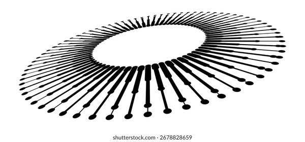 Spiral with lines and dots as dynamic abstract vector background or logo or icon. Artistic illustration with perspective on white background.