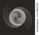 Spiral with lines as dynamic abstract vector background or logo or icon. Yin and Yang symbol. White hypnotic illustration on black background.