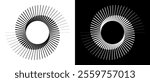 Spiral with lines as dynamic abstract vector background or logo or icon. Yin and Yang symbol. Black spiral on white background and white spiral on black background.