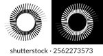 Spiral with lines as dynamic abstract vector background or logo or icon. Yin and Yang symbol. Black spiral on white background and white spiral on black background.