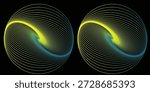 Spiral with lines as dynamic abstract vector background or logo or icon. Yin and Yang symbol.