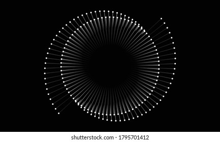 Spiral with lines as dynamic abstract vector background or logo or icon. Yin and Yang symbol.