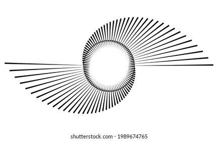 Spiral with lines as dynamic abstract vector background or logo or icon. Yin and Yang symbol.