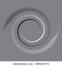 Spiral with lines as dynamic abstract vector background or logo or icon. Yin and Yang symbol.