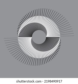 Spiral with lines as dynamic abstract vector background or logo or icon. Yin and Yang symbol.