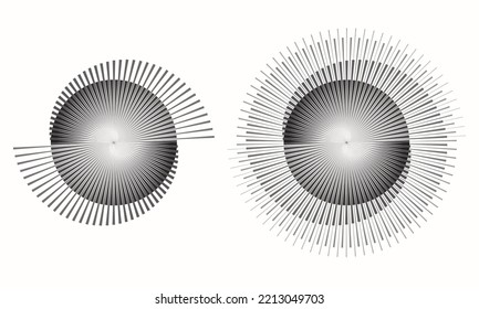 Espiral con líneas como fondo vectorial abstracto dinámico o logotipo o icono. Símbolo de Yin y Yang. Ilustración del círculo giratorio negro sobre fondo blanco.