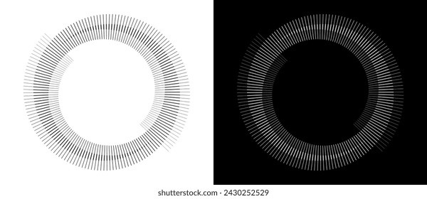 Espiral con líneas como fondo de vector abstracto dinámico o logotipo o icono. Símbolo Yin y Yang. Elemento de diseño o icono. Forma negra sobre fondo blanco y la misma forma blanca en el lado negro.