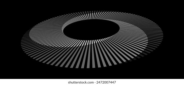 Spiral with lines as dynamic abstract vector background or logo or icon. Abstract background with lines in a circle. Artistic illustration with perspective. Yin and Yang symbol concept.