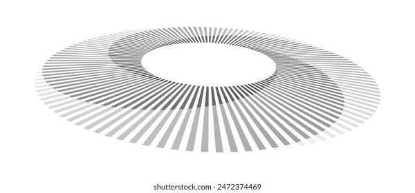 Spiral with lines as dynamic abstract vector background or logo or icon. Abstract background with lines in a circle. Artistic illustration with perspective. Yin and Yang symbol concept.