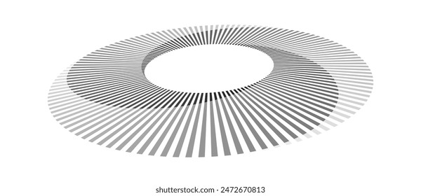 Spiral with lines as dynamic abstract vector background or logo or icon. Abstract background with lines in a circle. Artistic illustration with perspective. Yin and Yang symbol concept.