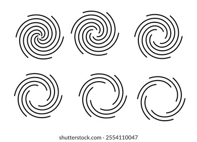 spiral lines geometric shape icon set pack