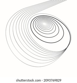 Spiral lines to horizon. Abstract striped vector background.