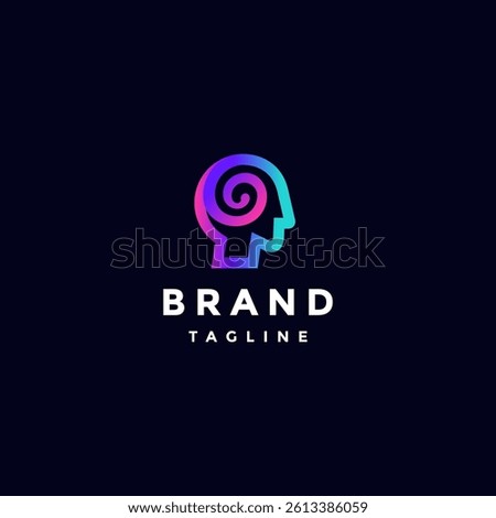 Spiral Lines Inside Head Logo Design. Colorful Spiral Inside Head Logo Design.