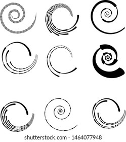 Spiral Logo with lines. Swirl shape unusual icon Design template .  Vector Illustration. 