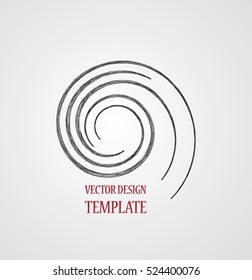 Spiral Logo with lines. Swirl shape unusual icon Design template . Frame with Vector stripes . Grunge Wave Brush Stroke. Vector Illustration.   