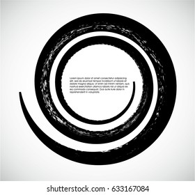 Spiral Logo with lines. Swirl shape unusual icon Design template . Frame with Vector stripes . Grunge Wave Brush Stroke. Vector Illustration.   