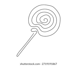Una piruleta en espiral en línea continua. Ilustración vectorial de dibujo de una sola línea.
