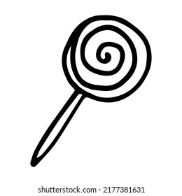 Spiral lollipop doodle style vector illustration isolated on white background