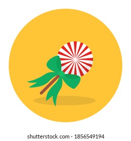 Spiral lollipop icon design, vector of confectionery item in flat style 