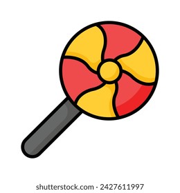 Spiral Lolli Icon Design, Vektor von Süßwaren Artikel im trendigen Stil, isoliert auf weißem Hintergrund