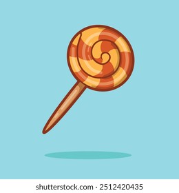 A spiral lollipop illustration in orange and yellow. Perfect for candy, sweets, or children's themed projects.