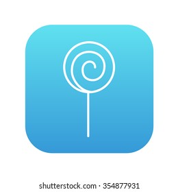 Spiral lollipop line icon for web, mobile and infographics. Vector white icon on the blue gradient square with rounded corners isolated on white background.
