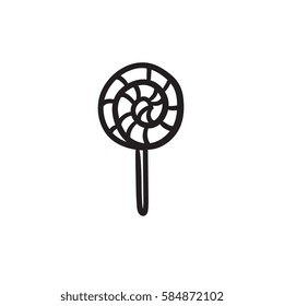 Spiral lollipop vector sketch icon isolated on background. Hand drawn Spiral lollipop icon. Spiral lollipop sketch icon for infographic, website or app.