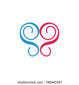 spiral love heart symbol vector