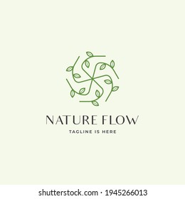 Spiral made with leaf and branch logo design. Vector illustration